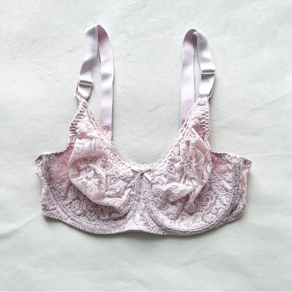 Bali Light Pink Sheer Floral Lace Underwire Bra 36D